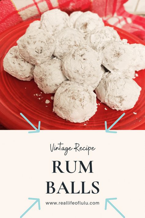 Craving an easy boozy treat? Whip up these rum balls! Just crush vanilla wafers and walnuts, mix with sweetened condensed milk and rum (yum!), chill the dough, and roll into balls. Dust with powdered sugar or sprinkles for a fun pop of color! They're perfect for Father's Day cookies, summer cookies, or 4th of July cookies. Rum Cookies Christmas, Rum Balls No Nuts Recipe, Rum Balls Recipe Easy, Old Fashioned Rum Balls, Rum Cookies Recipes, Rum Balls With Vanilla Wafers, Rum Balls Boozy, Rumballs Recipe, Rum Balls Recipe