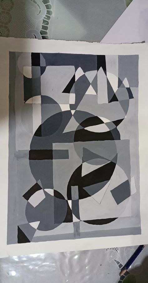 Grey Scale Painting, Line Art Projects, Op Art Lessons, Colored Pencil Drawing Techniques, Canvas Painting Projects, 7th Grade Art, Grey Scale, Abstract Graphic Design, Geometric Pattern Art