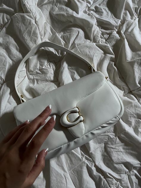 Coach Pillow Tabby, Coach Pillows, White Purse, Bag Aesthetic, White Purses, Purse, Pillows, White