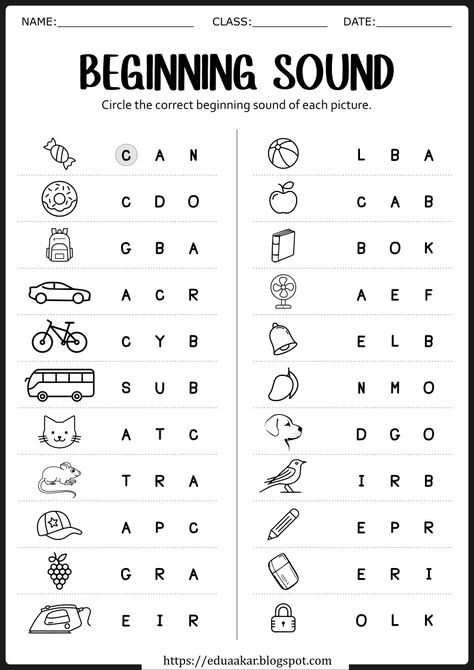 Beginning Sounds worksheets for kindergarten Sight Words Worksheets Kindergarten, Fun Homeschool Activities Kindergarten, August Worksheets, Beginning Sounds Kindergarten, Rozpoznawanie Liter, Teach Kids To Read, Materi Bahasa Inggris, Matter Worksheets, Beginning Sounds Worksheets