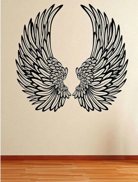 Wing Mural, Angel Wings Wall Art, Angel Wall Art, Angel Wings Wall, Wing Wall, Diy Wall Painting, Silhouette Wall Art, Wall Painting Decor, Wings Art