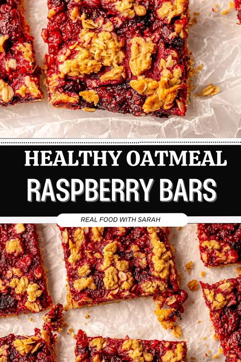 Raspberry Recipes Healthy, Raspberry Granola Bars, Raspberry Oatmeal Bars, Rolled Oats Recipe, Raspberry Crumble Bars, Oatmeal Bars Healthy, Raspberry Breakfast, Oat Bar Recipes, Breakfast Bars Healthy