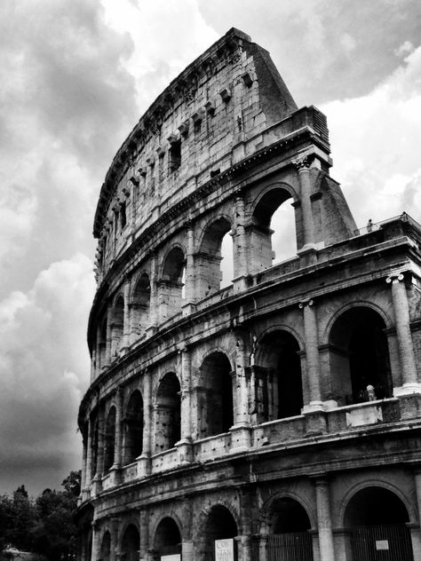 Black and white photograph of colosseum in Rome Italy Colleseum Rome Tattoo, Colleseum Rome, Surroundings Photography, Rome Black And White, Black And White Italy, Kindle Lockscreen, Etsy Wallpaper, Stoic Art, Italy Black And White