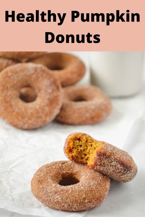 Pumpkin Donuts. This healthy donut recipe is one of my go to fall recipes. These donuts are light and fluffy and topped with cinnamon sugar! They are also baked which means less calories and even less of a mess! Follow me for more easy dessert recipes! Baked Pumpkin Donuts Recipe Healthy, Baked Mini Pumpkin Donuts Recipe, Donut Recipe Baked Healthy, Healthy Cake Donut Recipe, Healthy Pumpkin Donuts Recipe, Donut Pan Recipes Healthy, Healthy Pumpkin Donuts Baked, Low Cal Donut Recipe, Healthy Mini Donut Recipe