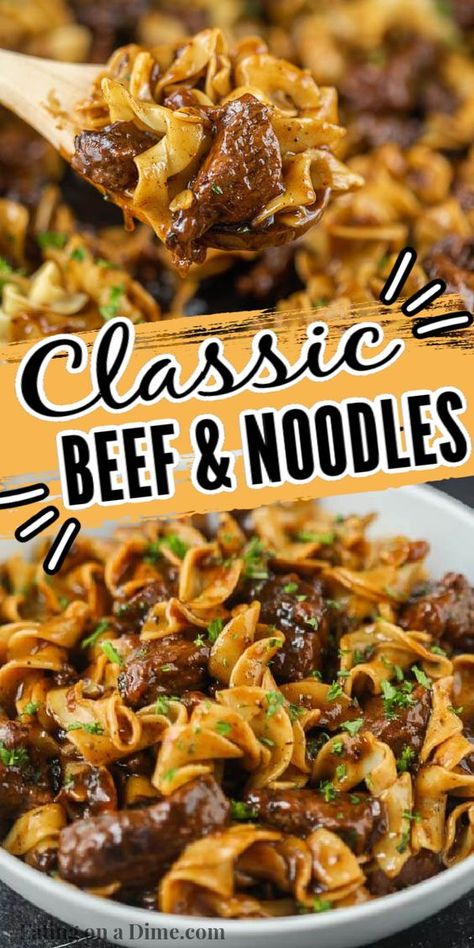 Easy Beef And Noodles, Easy Beef And Noodles Recipe, Beef And Noodles Recipe, Beef Tips And Noodles, Roast Beef Recipes, Beef Casserole Recipes, Hamburger Meat, Noodles Recipe, Homemade Beef