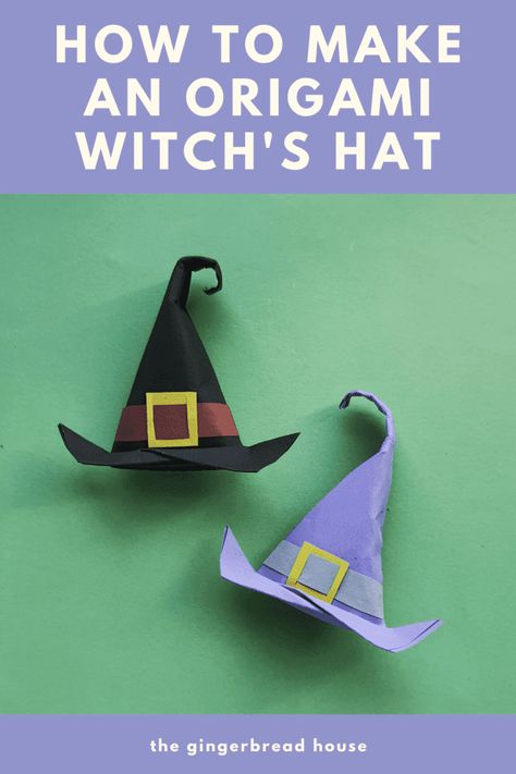 Origami Halloween Decorations, Origami Witch, Paper Hearts Origami, Origami Hat, Holiday Origami, Halloween Craft Activities, Halloween Origami, Fun Halloween Crafts, Spooky Halloween Decorations