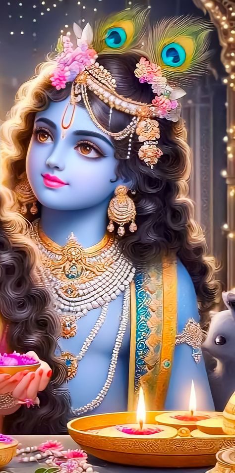 Radha Krishna Modern Art, Little Kanha Ji Images, Krishna Birthday, Happy Good Morning Images, Cute Love Photos, Krishna Mantra, Krishna Book, Little Krishna, Krishna Statue