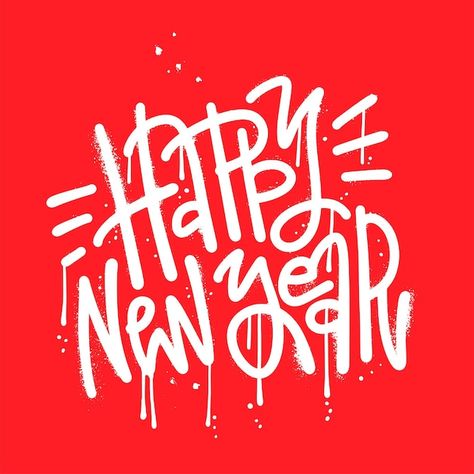 Premium Vector | Happy new year sprayed holiday lettering tag expressive urban graffiti with overspray in white over Hny Card, Holiday Lettering, Holiday Cups, Urban Graffiti, Anatomy Study, Vector Photo, Premium Vector, Happy New Year, Happy New