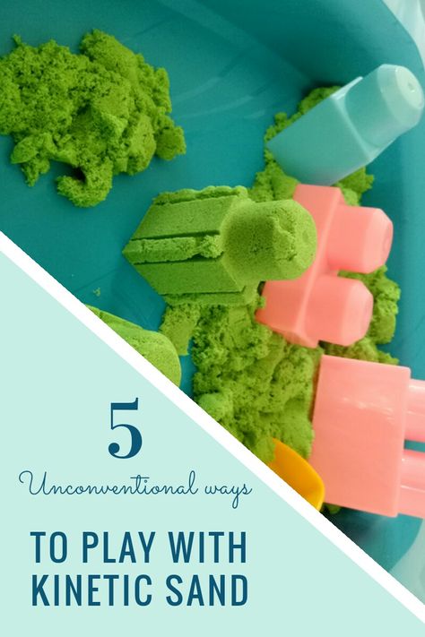 This is a Toddler friendly activity post about Kinetic sand, featuring 5 unconventional sensory activities with Kinetic sand (and comparing Kinetic sand to Playdough) Kinetic Sand Activities, Kinetic Sand Box, Sand Activities, Sand Ideas, Surprise Eggs Toys, Prek Ideas, Playdough Activities, Children Activities, Sand Play