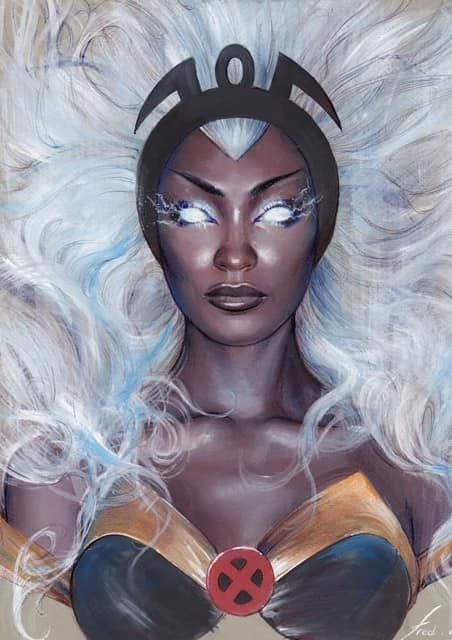 STORM SKETCH by Fred Ian - huile et encres sur papier/oil painting and inks on paper, 22,8X30,5cm/9X12" #FredIan #Storm #OroroMunroe #Avengers #XMen #Morlocks Storm Sketch, Poc Women, Black Panther Storm, Nerdy Art, Storm Xmen, Storm Marvel, Ororo Munroe, Storm Art, Female Superhero