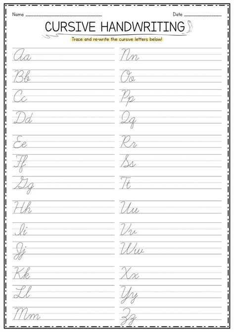 Cursive Alphabet Tracing Sheet, Cursive Handwriting Printables Free, Tracing Cursive Alphabet Letters, Alphabet Cursive Printable, Cursive Alphabet Practice Sheet, Cursive Tracing Worksheets, Cursive Writing Practice Sheets Free Printable, Cursive Handwriting Practice Worksheets Alphabet, Free Printable Cursive Worksheets