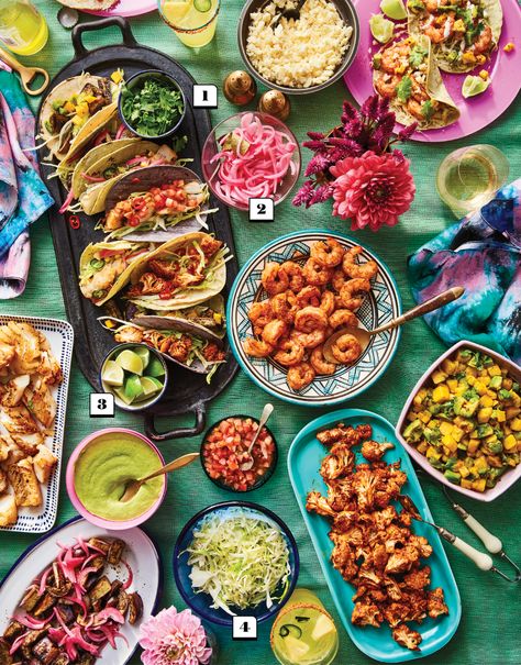 How To Make A Homemade Taco Bar: 9 Delicious Recipes | Chatelaine Taco Bar Recipes, Diy Taco Bar, Mexican Bachelorette, Mexican Catering, Sumac Recipes, Pineapple Margarita Recipe, Taco Bar Party, Bbq Cauliflower, Spicy Stew