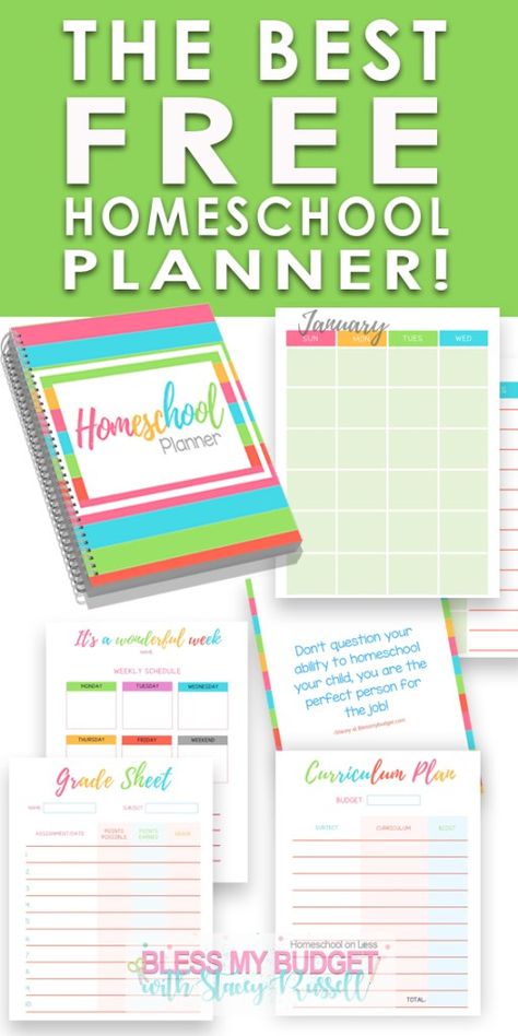 Best Homeschool Planner - FREE PRINTABLE | Bless my Budget Organisation, Free Homeschool Planner, Free Lesson Planner, Homeschool Lesson Planner, Editable Teacher Planner, Teacher Planner Templates, Teacher Lesson Planner, Free Homeschool Printables, Homeschool Lesson Plans