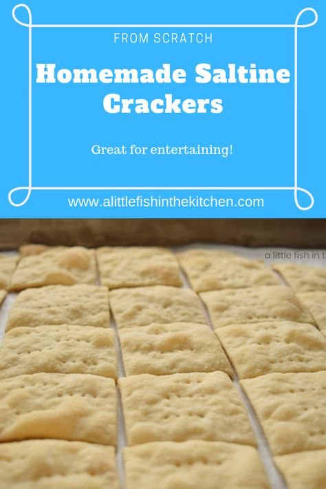 Impress your guests by serving homemade saltine crackers! It's easier than you may think. These homemade saltine crackers will make a perfect addition to your holiday snack table too! #crackers #saltinecrackers #homemadecrackers #fromscratch #soups #stews #chili #salads #snacks #appetizers Saltine Crackers Recipe, Homemade Saltine Crackers, Saltine Cracker Recipes, Homemade Crackers Recipe, Soda Crackers, Sliced Cheese, Holiday Snack, Crackers Recipe, Homemade Pantry