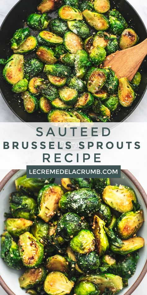 Sauteed Brussels Sprouts, Brussel Sprouts Recipes Easy, Sauteed Brussel Sprouts, Baked Broccoli, Recipe With Garlic, Brussel Sprout Recipes Roasted, Sprouts Recipe, Sprout Recipes, Brussels Sprouts Recipe