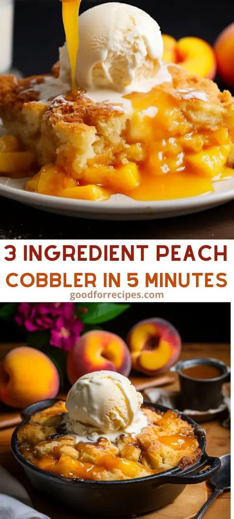 Enjoy a scrumptious 3 ingredient peach cobbler Peach Cobbler in 5 Minutes, it’s like a warm hug on a chilly day Peach Cobbler Grill, Peach Cobbler With Bisquick Recipes, Easy Canned Peach Cobbler Recipe, Peach Cobbler Crispy Crust, Peach Cobbler Muffins Easy, Best Peach Cobbler Recipe Easy, Peach Cobbler Frozen Peaches, Easy Peach Cobbler Recipe 4 Ingredients, 3 Ingredient Peach Cobbler