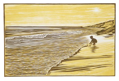 Two colour handmade vinyl linocut printed on Heritage paper Linocut Ideas, Water Pattern, Beach Boy, Linocut Printmaking, Water Patterns, Carving Ideas, Boys Haircuts, Linocut Prints, Creative Projects