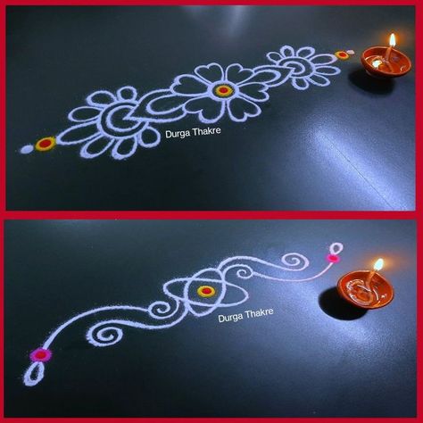 Designs On Gadapa, Gadapa Rangoli Designs, Simple Side Rangoli Designs, Simple Rangoli Border Designs Easy, Border Rangoli Designs Flower, Side Designs For Rangoli, Simple Border Rangoli Designs, Easy Big Rangoli Designs, Side Rangoli Designs Easy