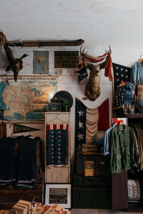 Americana Aesthetic, Herren Style, Urban Rustic, Red Chair, Work Spaces, Creative Workshop, Upstate New York, Phoenix Arizona, Shop Display