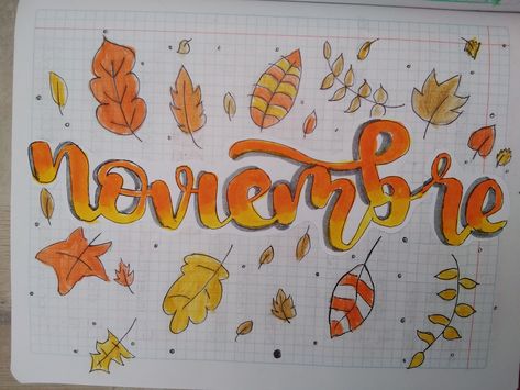 lettering con degradado portada noviembre. Hanako Kun, Fortnite, Printed Shower Curtain, Bullet Journal