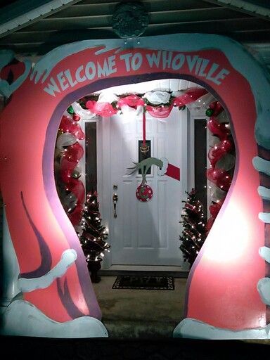 Grinch Themed Christmas Party Ideas | HubPages Who Ville Christmas Decor, Christmas Yard Theme Ideas, Christmas Office Theme Ideas, Dr Suess Christmas Decorations, Grinch Work Decorations, The Grinch Decor, Outdoor Grinch Christmas Decor, Who Ville Decorations, Whoville Christmas Decorations Outdoor