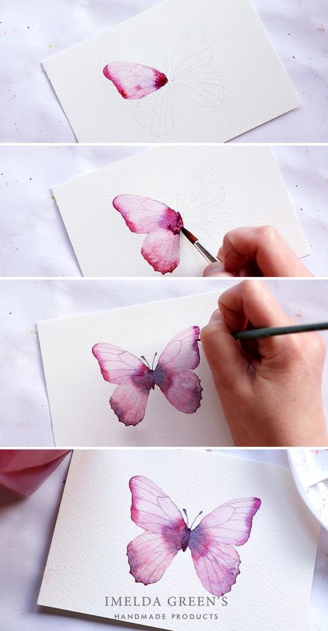 In my new Skillshare class I explain how to mix pinks and then practice them on 4 projects. In this step by step tutorial you can learn how to paint this butterfly in watercolor Paint A Butterfly, Watercolour Tutorial, Butterflies Blue, Watercolor Butterflies, Watercolor Paintings Of Animals, Butterfly Art Painting, Step By Step Watercolor, The Joy Of Painting, Learn Watercolor