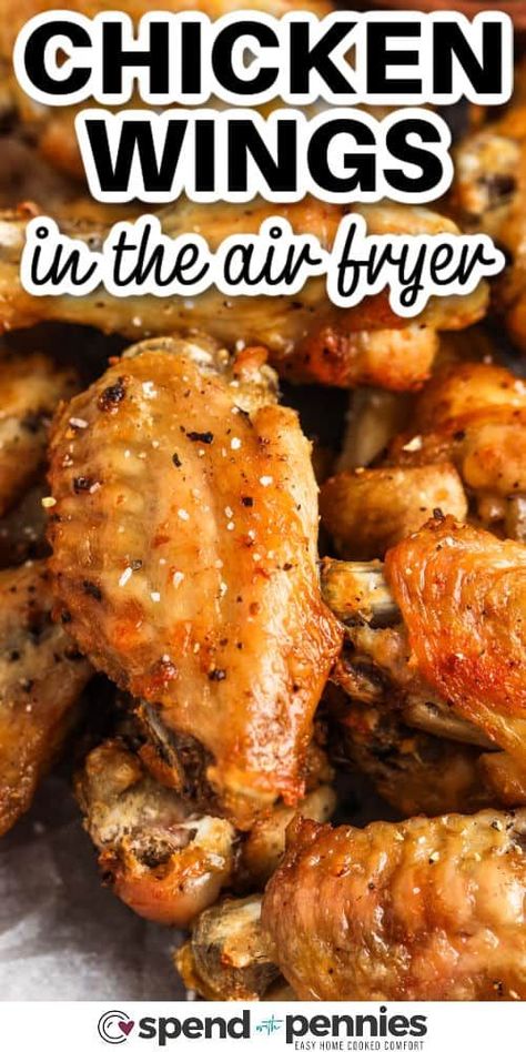 When it comes to appetizers, these air fryer chicken wings are the best. Power up the Ninja or any other brand of air fryer and they turn out crispy and full of flavor in no time. Cook from frozen or fresh, just adjust the time and temp for a hot and delicious appetizer that is sure to be a favorite with all of your favorite sauces! #airfryerchickenwings #airfryerwings #chickenwings #spendwithpennies Airfryer Wings, Crispy Air Fryer Chicken Wings, Healthy Chicken Wings, Wing Night, Crispy Air Fryer Chicken, Appetizer Easy, Air Fryer Wings, Actifry Recipes, Air Fryer Recipes Snacks