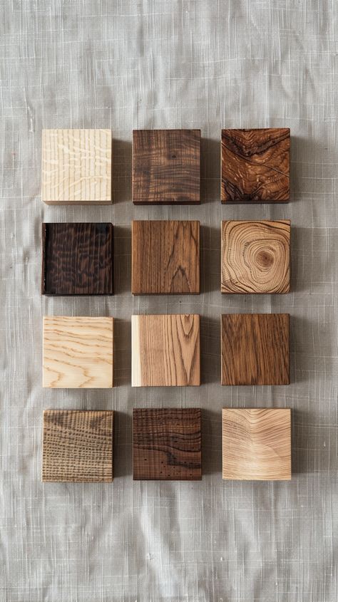 Material Palette Architecture Exterior, Wood Sample Board, Japandi Material Board, Japandi Details, Material Sample Board, Japandi Materials, Materials Board Architecture, Wood Colour Palette, Japandi Interiors Moodboard