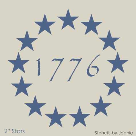 (1) New Stencil #K4B ~ (13) 2" Stars in a popular Circle design with primitive lettering "1776" - paint your own Betsy Ross or American Revolution Flags and Patriotic craft projects with reusable Stencils-by-Joanie Visit my store for 100's of Creative Stencils,& Craft items by Joanie. I can offer you a large variety in Original Stencil Designs with popular phrases and shapes. I am committed to the very best in customer service. Shop with me ~ your purchase will include quality materials, profess Company Fonts, Patriotic Designs, Patriotic Tattoos, Flag Diy, Patriotic Images, Ghillie Suit, Patriotic Pictures, Flag Tattoo, Stencil Material