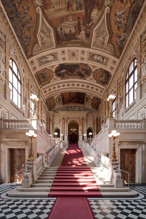 Staircase, Hofburg Palace, Vienna, Austria photo via spaces Baroque Architecture, Gottfried Semper, Hofburg Palace, العصور الوسطى, Palace Interior, Paris Jackson, Grand Staircase, Vienna Austria, Paris Hilton