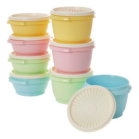 Tupperware® 16-piece Heritage Round Mini Bowls Set - 21036615 | HSN Tupperware Heritage, Spring Bulb Garden, Spring Bulbs Garden, Bulb Garden, Tupperware Organizing, Pink Office Decor, Tupperware Cups, Clover Tattoos, Food Storage Organization