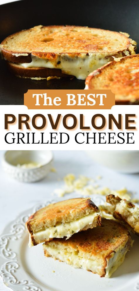 grilled cheese sandwiches Recipes Using Provolone Cheese, Recipes With Provolone Cheese, Provolone Cheese Recipes, Provolone Grilled Cheese, Provolone Recipes, Grilled Cheese Recipes Gourmet, Homemade Grilled Cheese, Cheese Ideas, Grill Cheese