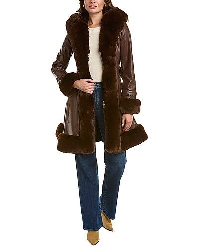 La Fiorentina Swing Coat Brown Fur Trim Coat, Fur Trim Coat, Plush Coat, Long Winter Coats, Long Sleeve Outerwear, Puffer Jacket Women, Puffy Jacket, Wool Blend Coat, Short Coat