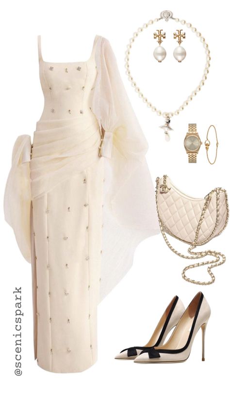 #elegance #outfit #fashion #gold #ootd #classy Rich Outfits Classy, Elegance Outfit, Ootd Classy, Rich Outfits, Modest Girly Outfits, Rich Clothes, Elegant Outfit Classy, Gowns Dresses Elegant, Dressy Casual Outfits