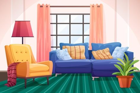 Home interior background theme Free Vect... | Free Vector #Freepik #freevector #background #design #house #wallpaper Inside House Cartoon Background, House Interior Cartoon Background, Cute House Background, Cartoon Room Background, Cartoon Background House, House Interior Background, Cartoon Home Background, Cartoon House Background, Cartoon House Interior