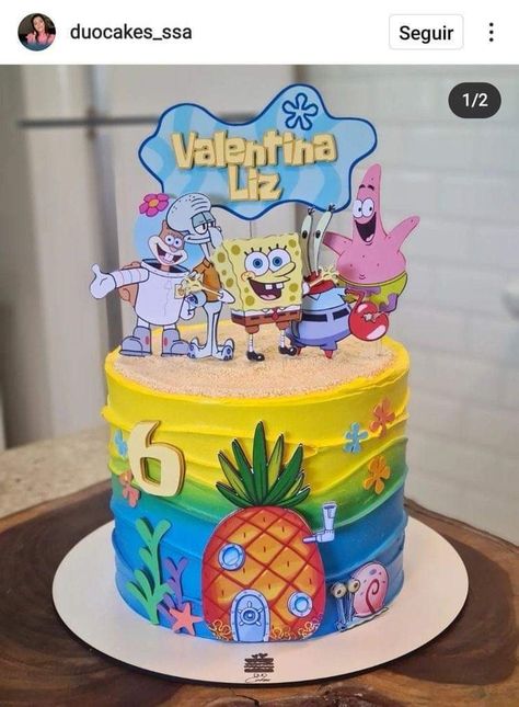 Spongebob Bday Cake, Spongebob Birthday Party Cake, Kue Spongebob, Sponge Bob 25 Birthday Cake, Spongebob Cake Ideas For Boys, Spongebob Birthday Cake Ideas, Spongebob Cake Design, Sponge Bob Cakes, Sponge Bob Cake Ideas