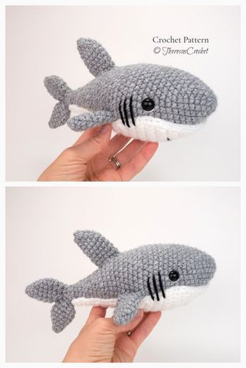 Amigurumi Shark Free Crochet Patterns - DIY Magazine Free Crochet Shark Slippers Pattern, Crochet Sea Creatures Patterns, Free Crochet Shark Patterns Amigurumi, Crochet Shark Amigurumi, Whale Shark Amigurumi Free Pattern, Crochet Shark Free Patterns, Crochet Amigurumi Whale, Crochet Amigurumi Shark, Amigurumi Free Pattern Shark