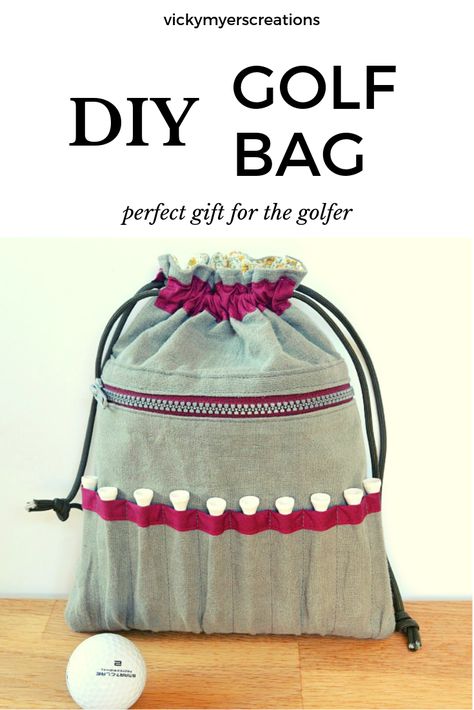 This bag makes a great gift for the golfer, sew a bag for a man or woman with this free sewing pattern #DIYbag #Golfgift Diy Golf, Golf Birthday Gifts, Golf Ball Crafts, Holiday Hand Towels, Golf Diy, Golf Mk4, Golf Birthday, Golf Gift, Sewing Tutorials Free