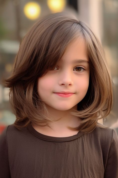 A layered cut with a twist in the front brings a twist to short hairstyles for young girls. Not only does it look cute but it also keeps hair away from their face. Click here to check out more adorable short hairstyles for little girls. Kids Short Haircuts, Toddler Girl Haircut, Short Hair For Kids, Bob Haircut For Girls, Girls Short Haircuts, Girl Haircut, Kids Hair Cuts