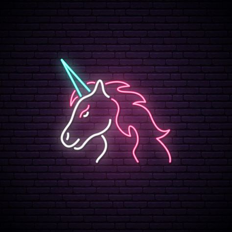 Neon Unicorn, Neon Sign, Croatia, Premium Vector, Neon Signs, Neon, Signs, Wall