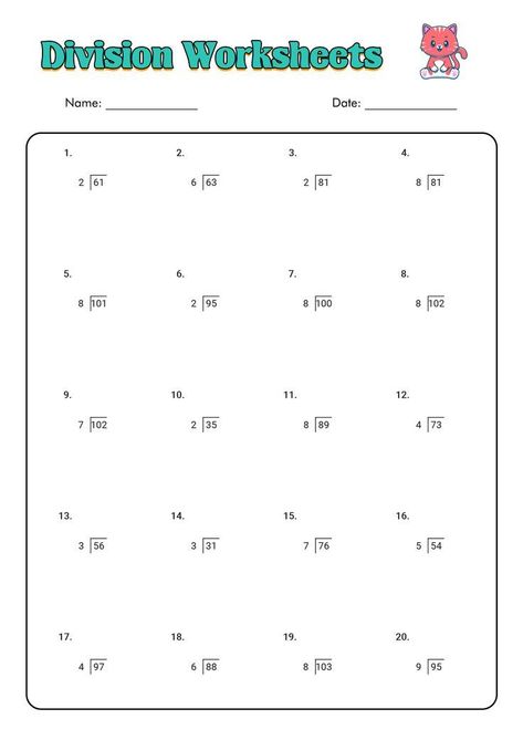 3rd Grade Math Division Worksheets Printable 3rd Grade Division Worksheets, Mixed Fractions Worksheets, 3rd Grade Division, Synthetic Division, Math Worksheets For Kids, Decimal Multiplication, Multiplication And Division Worksheets, Math Division Worksheets, Mixed Fractions