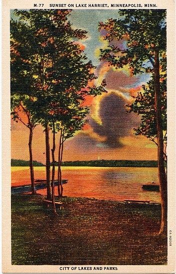 Minnesota Art, Vintage Food Posters, Minnesota Landscaping, Postcard Wall, Minnesota Lake, State Board, Lake Sunset, Minneapolis Minnesota, Vintage Linen