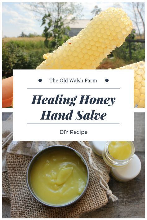 Healing Honey Hand Salve via @www.pinterest.ca/theoldwalshfarm/ Burts Bees Hand Salve, Honey Bee Products, Fresh Honey Recipes, Beeswax Salve Recipe, Goldenrod Salve Recipe, Honey Salve, Honey Craft, Honey Cosmetics, Beeswax Recipes