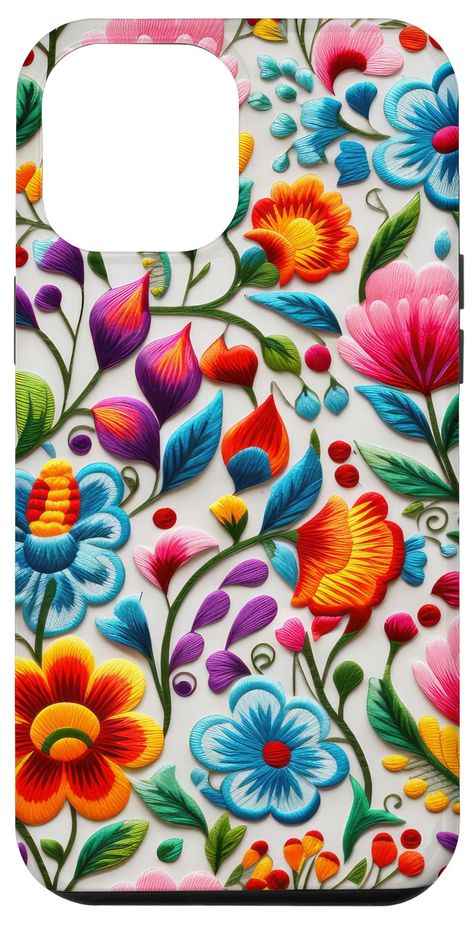 PRICES MAY VARY. Cute vintage flower illustration with colorful intricate colorful botanicals. Perfect for anyone who loves elegant cottagecore wildflowers and floral mexican folk art. Boho spring and summer floral aesthetic. Mexican Folk Art Floral Embroidery Pattern Heritage Otomi Two-part protective case made from a premium scratch-resistant polycarbonate shell and shock absorbent TPU liner protects against drops Printed in the USA Easy installation Elegant Cottagecore, Painting Fence, Mexican Cafe, Vintage Flower Illustration, Mexican Style Decor, Mexican Embroidery Designs, Talavera Design, Folk Art Floral, Mexican Colors