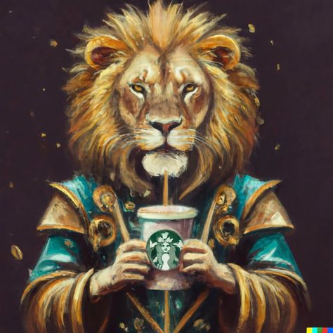 Drinking Coffee, Lion Head, Coffee Drinks, Lion, Prince, Coffee, Art