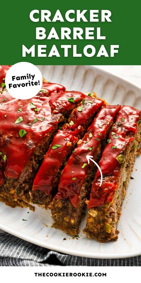 With this Cracker Barrel meatloaf recipe, I can enjoy my favorite comfort food from the comfort of my own home! Horseradish Meatloaf Recipes, Racket Barrel Meatloaf, 3 Lb Meatloaf Recipe, Meatloaf Recipes Cracker Barrel, Cracker Barrel Meatloaf Recipe Copycat, Hamburger Meatloaf Recipes, Meatloaf Recipes With Vegetables, Costco Copycat Meatloaf Recipe, Cracker Barrel Meatloaf Recipes