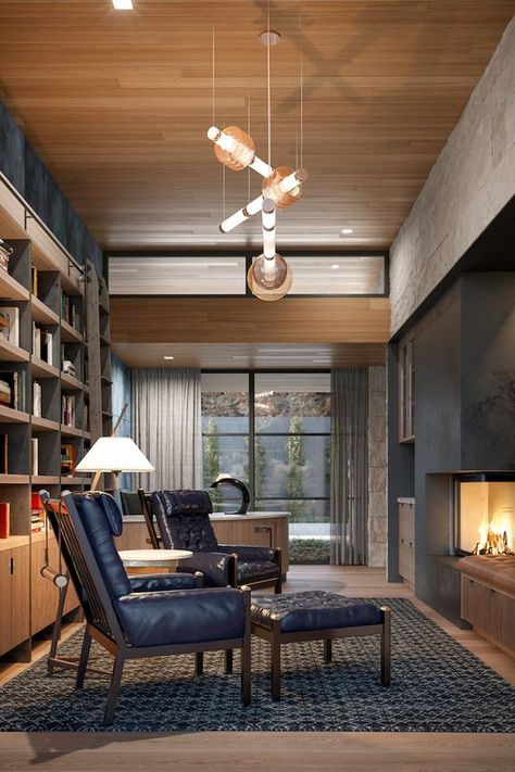 Indoor Sports Court, Floating Fireplace, Office Den, Library Room, Indoor Outdoor Pool, Copper Roof, Steel Windows, Hearth Room, Mountain Living