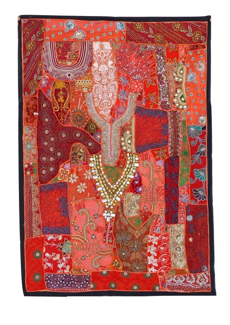 Homemade Tapestry, Asian Tapestry, African Tapestry, Quilted Tapestry, Traditional Indian Home Decor, Old India, Beaded Tapestry, Wall Hanging Indian, Handmade Tapestry