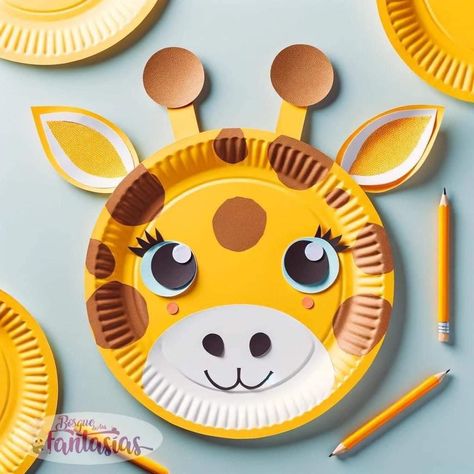 Paper Plate Giraffe, Giraffe Template, Plate Craft Ideas, Giraffe Craft, Animal Masks For Kids, Paper Plate Animals, Giraffe Crafts, Paper Plate Craft, Alphabet Letter Crafts