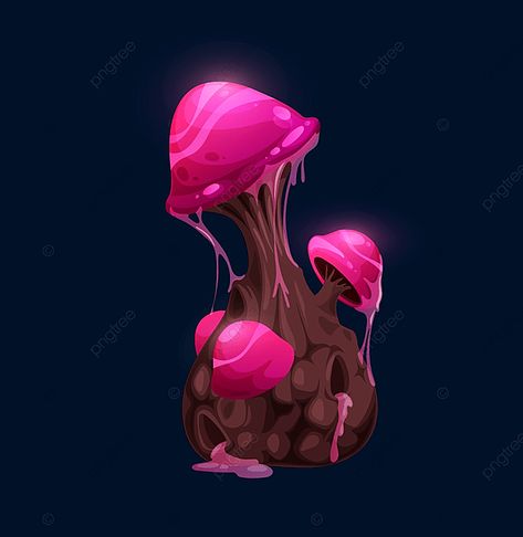 Fimo, Alchemy Ingredients, Mushroom Vector, Fantasy Plants, Mushroom 3d, Fantasy Mushroom, Magical Mushroom, Pink Halo, Pink Mushroom